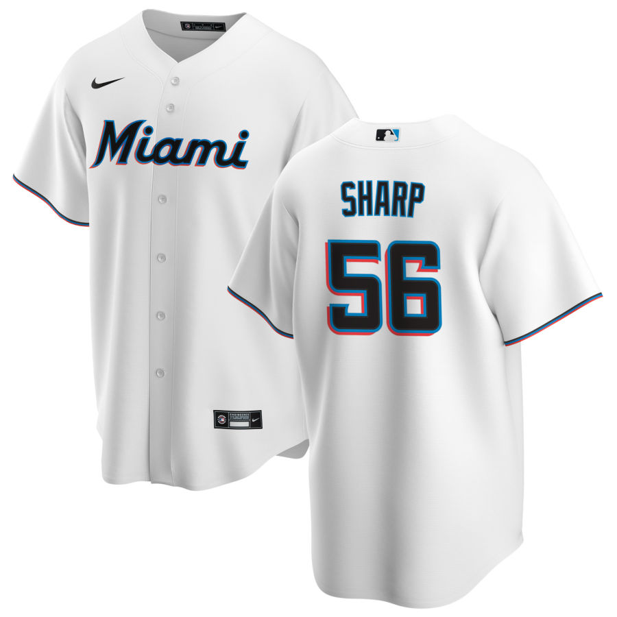 Nike Men #56 Sterling Sharp Miami Marlins Baseball Jerseys Sale-White